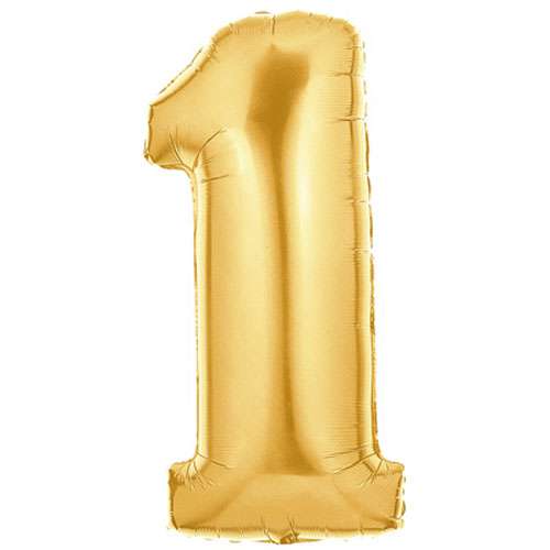 Gold Foil Number Balloon - 1 - Click Image to Close